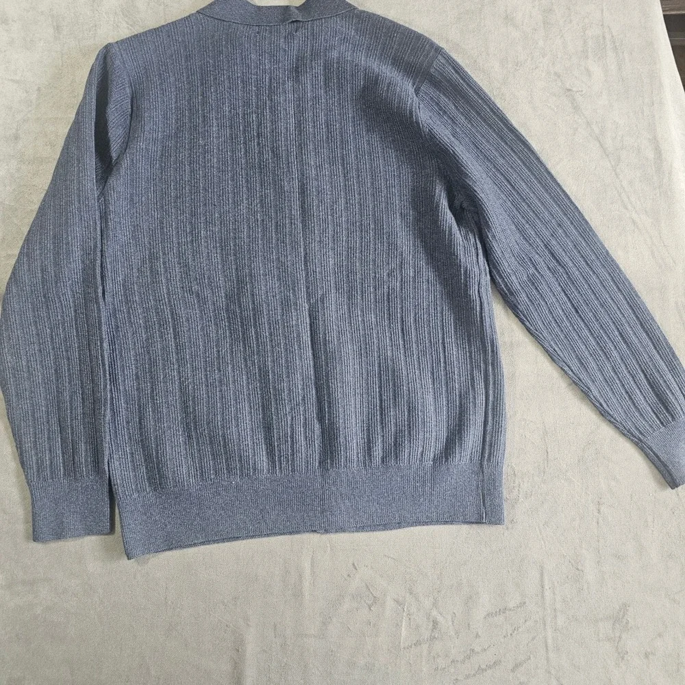Goodfellow & Co Mens Blue Ribbed Button Front Cardigan Sweater Collared Medium